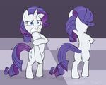  2015 anus arareroll blue_eyes butt covering cutie_mark embarrassed equine female feral friendship_is_magic hair horn long_hair mammal my_little_pony purple_hair pussy rarity_(mlp) rear_view unicorn 