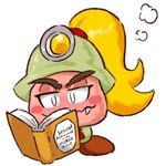  blonde_hair blush book english_text fangs female goomba goombella hair helmet mario_bros nintendo not_furry paper_mario ponytail reading solo source_request text unknown_artist video_games 
