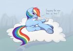  2015 book butt cloud cutie_mark english_text equine featureless_crotch female feral friendship_is_magic hair looking_at_viewer lying mammal mcsadat multicolored_hair my_little_pony on_side outside pegasus rainbow_dash_(mlp) rainbow_hair rear_view sky solo text underhoof wings 