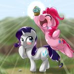  2015 behind-space cupcake drooling duo earth_pony equine female feral food friendship_is_magic horn horse mammal my_little_pony pinkie_pie_(mlp) pony rarity_(mlp) saliva unicorn 