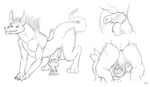  2012 all_fours anatomically_correct anthro anus balls butt canine claws cock_vore cum dragon duo eyes_closed feral fur hair hybrid insertion internal jackal kalnareff kalnareff_(character) male mammal monochrome nude open_mouth penetration penis plain_background raised_tail rear_view scalie sketch teeth tongue tongue_out urethral urethral_insertion urethral_penetration vore wet white_background 