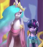  2015 clothing crown dress duo equine female feral friendship_is_magic horn mammal my_little_pony princess_celestia_(mlp) raikoh-illust twilight_sparkle_(mlp) winged_unicorn wings 