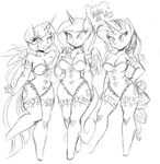  2015 anthro anthrofied black_and_white blush bow cleavage clothed clothing corset danmakuman elbow_gloves equine female friendship_is_magic gloves group hand_on_hip horn legwear mammal monochrome my_little_pony pose princess_cadance_(mlp) rarity_(mlp) sketch standing stockings twilight_sparkle_(mlp) unicorn winged_unicorn wings 