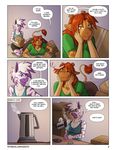  amber_eyes anthro big_breasts blue_eyes breasts clothing coffee comic cute dialogue diamond_(character) english_text equine female giraffe hair kadath mammal purple_stripes puzzle_(character) red_hair text zebra 