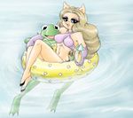 amphibian anthro blonde_hair breasts coconut_(artist) couple duo female frog hair kermit_the_frog long_hair male mammal miss_piggy muppets open_mouth pig porcine 