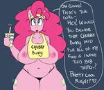  2015 anthro anthrofied areola big_breasts breasts chubby cleavage clothed clothing earth_pony english_text equine erect_nipples female friendship_is_magic horse huge_breasts mammal my_little_pony nipples pinkie_pie_(mlp) pony solo somescrub text thick_thighs thong 