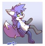  anthro canine chibi cute dog fan_character girly happy highs legwear levi looking_at_viewer male mammal neonlink smile solo stockings thigh twotone wolf 