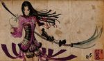  armor as109 bad_id bad_pixiv_id black_eyes black_hair flower lily_(flower) long_hair naginata oichi_(sengoku_basara) polearm sengoku_basara solo spear tassel weapon 