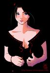  black_hair blue_eyes breasts cleavage dark ivan_flores large_breasts lips solo 