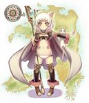  animal_ears bad_id bad_pixiv_id bolt cape cat cat_ears child compass compass_rose frown green_eyes map original silver_hair solo staff terumii thighhighs 