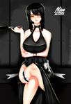  banned_artist black_hair bluedemon13 breasts cleavage dress garters large_breasts nico_robin one_piece self_upload solo 
