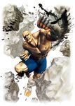  bald eyepatch highres ikeno_daigo male_focus muscle official_art punching sagat solo street_fighter street_fighter_iv_(series) 