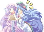  bad_id bad_pixiv_id bow food fruit hat hinanawi_tenshi momo_at_ten multiple_girls patchouli_knowledge peach pink_bow touhou 