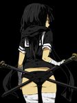  bandages black_hair katana kl original panties solo sword thighhighs underwear weapon 
