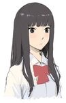  bad_id bad_pixiv_id bangs black_eyes black_hair blunt_bangs blush enami_katsumi face kimi_ni_todoke kuronuma_sawako ribbon school_uniform simple_background solo 