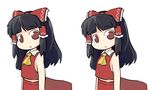  black_hair bow hair_bow hakurei_reimu long_hair red_eyes ribbon sleeveless solo stereogram touhou ugif 