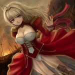  ahoge bad_id bad_pixiv_id blonde_hair breasts cleavage dress epaulettes fate/extra fate_(series) green_eyes hair_down hamoto large_breasts long_hair nero_claudius_(fate) nero_claudius_(fate)_(all) see-through solo 