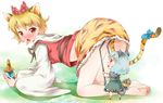  animal_ears animal_print bad_id bad_pixiv_id barefoot basket bishamonten's_pagoda blush chibi fang feet kemonomimi_mode michii_yuuki minigirl mouse mouse_ears mouse_tail multiple_girls nazrin peeking tail tiger_ears tiger_print tiger_tail toramaru_shou touhou upskirt 