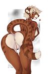  2015 anthro anus blush butt clitoris f-r95 feline female mammal nude pubes pussy rear_view solo 