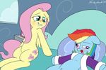  2015 after_sex afterglow bed bedroom_eyes blue_eyes blush clothing cutie_mark derp_eyes duo equine female female/female fluttershy_(mlp) friendship_is_magic fucked_silly hair half-closed_eyes mammal multicolored_hair my_little_pony pegasus pink_hair pussy_juice rainbow_dash_(mlp) rainbow_hair robe saliva strebiskunk tongue tongue_out wings 