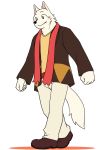  2017 anthro blush canine clothing dog male mammal manmosu_marimo simple_background solo standing white_background white_canine_(marimo) 