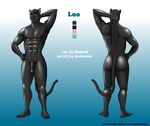  black_fur butt dark_skin feline fur jay_malamute lao_doron looking_at_viewer male mammal model_sheet muscles panther penis smile solo standing 