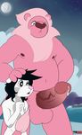  anthro balls canine duo erection feline fur lion lion_(steven_universe) male male/male mammal penis pink_fur size_difference steven_universe trooper036 wolf 