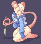  anthro biscuit_(character) bottomless clothed clothing eyewear girly glasses half-dressed honeyking kneeling male mammal mouse panties rodent solo sweater underwear 