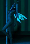  2015 3d anthro anthrofied breasts butt cgi changeling equine female friendship_is_magic fur generalthunderbat green_eyes hair horn inside long_hair looking_at_viewer mammal my_little_pony nipples nude pinup poledancer pose queen_chrysalis_(mlp) smile solo source_filmmaker standing wings 