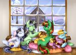  2015 absurd_res cute earth_pony equine fan_character female feral group hi_res horn horse male mammal my_little_pony pony pridark sleeping snow unicorn winter 