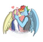  &lt;3 anthro anthrofied blush chicasonic clothing crossgender duo equine eyes_closed fluttershy_(mlp) friendship_is_magic hair kissing male male/male mammal multicolored_hair my_little_pony pegasus pink_hair rainbow_dash_(mlp) rainbow_hair wings 