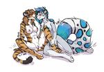  2015 anthro breasts couple duo f-r95 feline female female/female fur hair mammal nipples nude pussy tiger tongue 