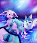  2015 aurora_borealis blue_eyes blush bow clitoris close-up darkmirage dildo double_dildo duo eeveelution espeon espyria eye_contact female female/female feral feral_on_feral flower flower_in_hair fur grass half-closed_eyes nebula night nintendo open_mouth outside penetration plant pok&eacute;mon purple_eyes purple_fur pussy pussy_juice sex sex_toy star starry_sky tail_bow takara toy vaginal vaginal_penetration vaporeon video_games 