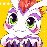  animated blink blush claws digimon fangs feral gomamon kensan long_ears mohawk plain_background seal solo 