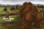  ! anthro bovine brown_fur butt cattle clothing dakota-bear faceless_male fence feral fur grass horn jockstrap male mammal rear_view shocked solo_focus underwear 