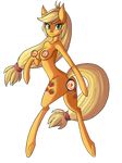  2015 alpha_channel anthro anthrofied applejack_(mlp) blonde_hair breasts butt censored cutie_mark earth_pony equine female freckles friendship_is_magic fur green_eyes hair hooves horse long_hair looking_at_viewer looking_back mammal my_little_pony nude orange_fur plain_background pony ponytail raptor007 smile solo transparent_background yellow_fur 