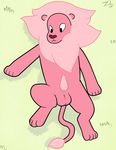  2015 balls cute erection feline feral fur hair lion lion_(steven_universe) male mammal mane penis pink_fur solo steven_universe zekromlover 