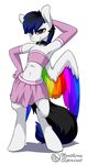  arm_warmers blue_hair clothed clothing collar equine fur girly hair half-closed_eyes looking_at_viewer male mammal my_little_pony northernsprint pegasus plain_background skimpy smile solo two_tone_hair white_background white_fur wings 