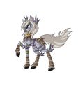 2015 alpha_channel barefoot clothed clothing ear_piercing equine fan_character feathers female feral fur grey_eyes grey_fur hair hi_res hooves jewelry legwear long_hair mammal my_little_pony piercing plain_background raptor007 smile solo stripes transparent_background tribal white_fur white_hair zebra 