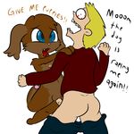  blonde_hair butt canine clitoris cub dog fangs female forced hair human male male/female mammal pussy rape screaming vaginal young 