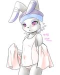  brown_fur ehime_mikan female fur hair kemono lagomorph long_hair mammal pop_n_music purple_eyes rabbit towel white_hair 