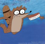  cartoon_network male mammal nirvana raccoon regular_show rigby_(regular_show) solo unknown_artist water wide_eyed 