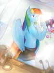  2015 alternate_hairstyle anthro anthrofied clothed clothing duo equine female friendship_is_magic hair half-dressed holding inside mammal mirror mrscurlystyles multicolored_hair my_little_pony pegasus rainbow_dash_(mlp) rainbow_hair selfie topless twilight_sparkle_(mlp) vest_(artist) wings 