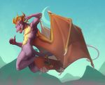  anthro anthrofied butt claws dragon kyander male nude skateboard solo spyro spyro_the_dragon video_games wings 