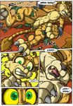  canine clothed clothing comic fur green_eyes half-dressed keanon_woods male mammal muscles orange_fur ratchet ratchet_and_clank shirt solo sony tearing topless transformation tuft video_games white_fur 