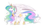 2015 alpha_channel cutie_mark dennybutt equine eyelashes eyeshadow female feral friendship_is_magic fur hair horn makeup mammal multicolored_hair my_little_pony plain_background princess_celestia_(mlp) purple_eyes smile solo spread_wings transparent_background white_fur winged_unicorn wings 