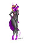  2_heads breasts canine clothed clothing female fennec fox kaeaskavi mammal multi_head rubber weitsuit 