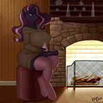  animal_genitalia anthro anthrofied clothing cup dickgirl drink equine fireplace friendship_is_magic glass hair holding horn horsecock inside intersex kevinsano legwear long_hair mammal my_little_pony nightmare_rarity_(idw) penis sitting solo thigh_highs two_tone_hair unicorn 