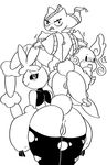  &lt;3 &lt;3_eyes anus audino banette big_butt black_sclera blush butt embarrassed female gats group lagomorph looking_at_viewer looking_back lopunny mammal mega_audino mega_banette mega_evolution mega_lopunny monochrome nintendo pok&eacute;mon presenting presenting_hindquarters pussy rabbit smile torn_stockings video_games zipper 