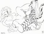  anthro bad_dragon black_and_white collaboration dildo duo equine female female/female friendship_is_magic gnaw hooves horn line_art lying mammal max_blackrabbit missionary_position monochrome my_little_pony nude on_back one_eye_closed penetration pussy_juice rarity_(mlp) sex sex_toy skunk spread_legs spreading strapon wink zig_zag 